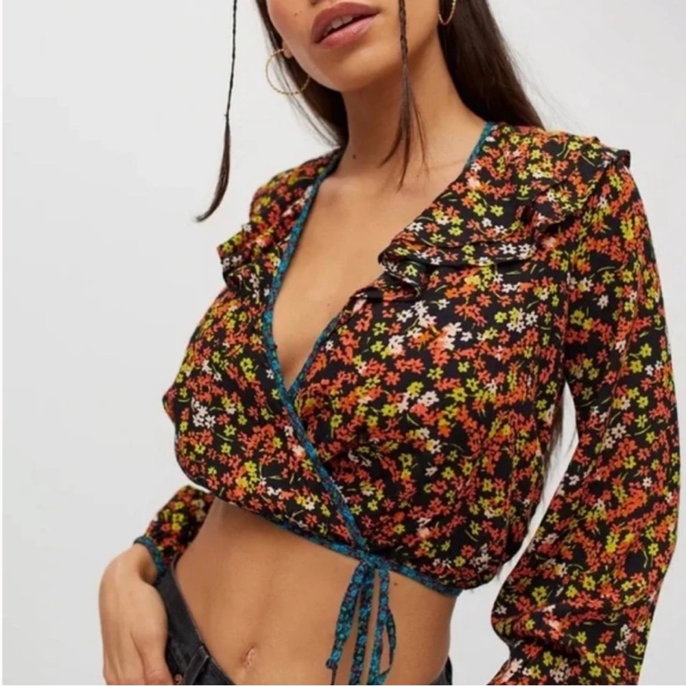 URBAN OUTFITTER Blossom Double Ruffle Wrap Top